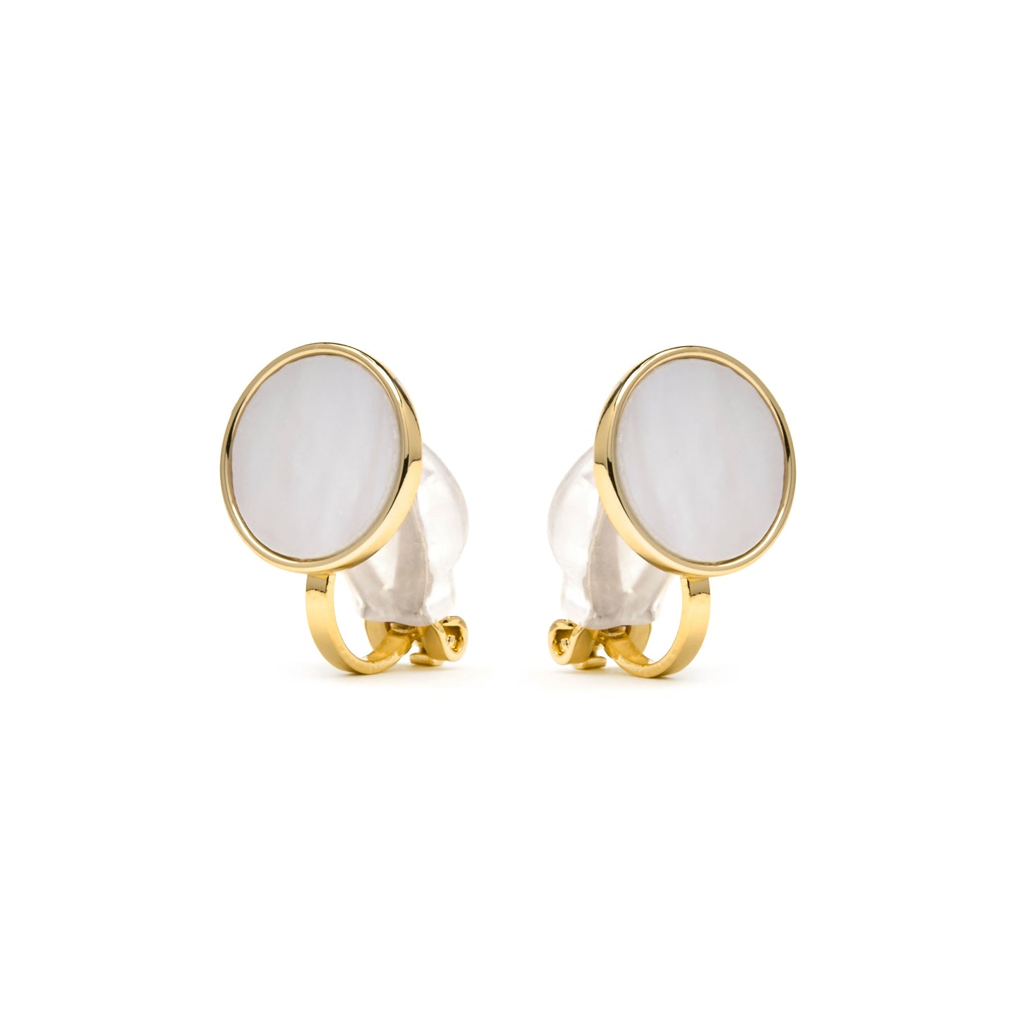 Pendientes acabado oro amarillo de 18k y Madreperla Blanca - Akil