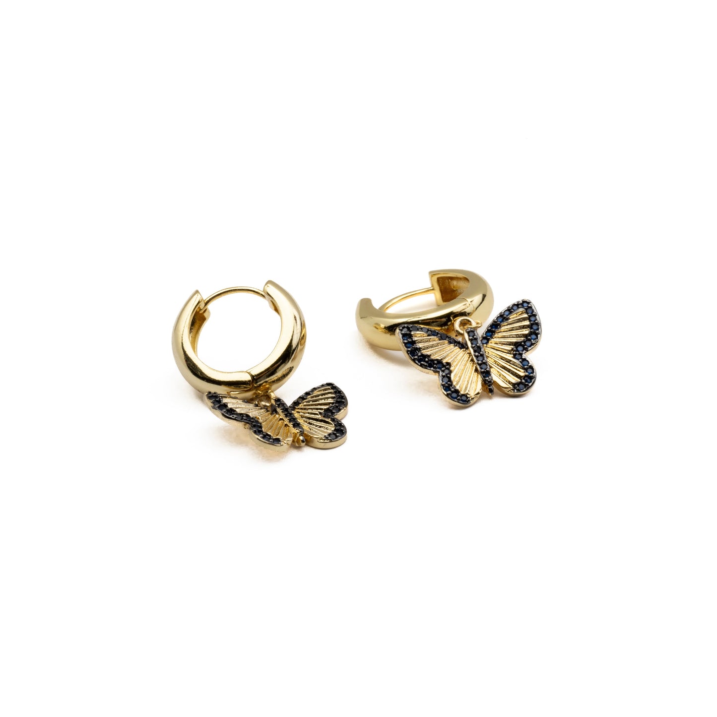 Pendientes con Circonita Zafiro acabado oro 18k - Arru