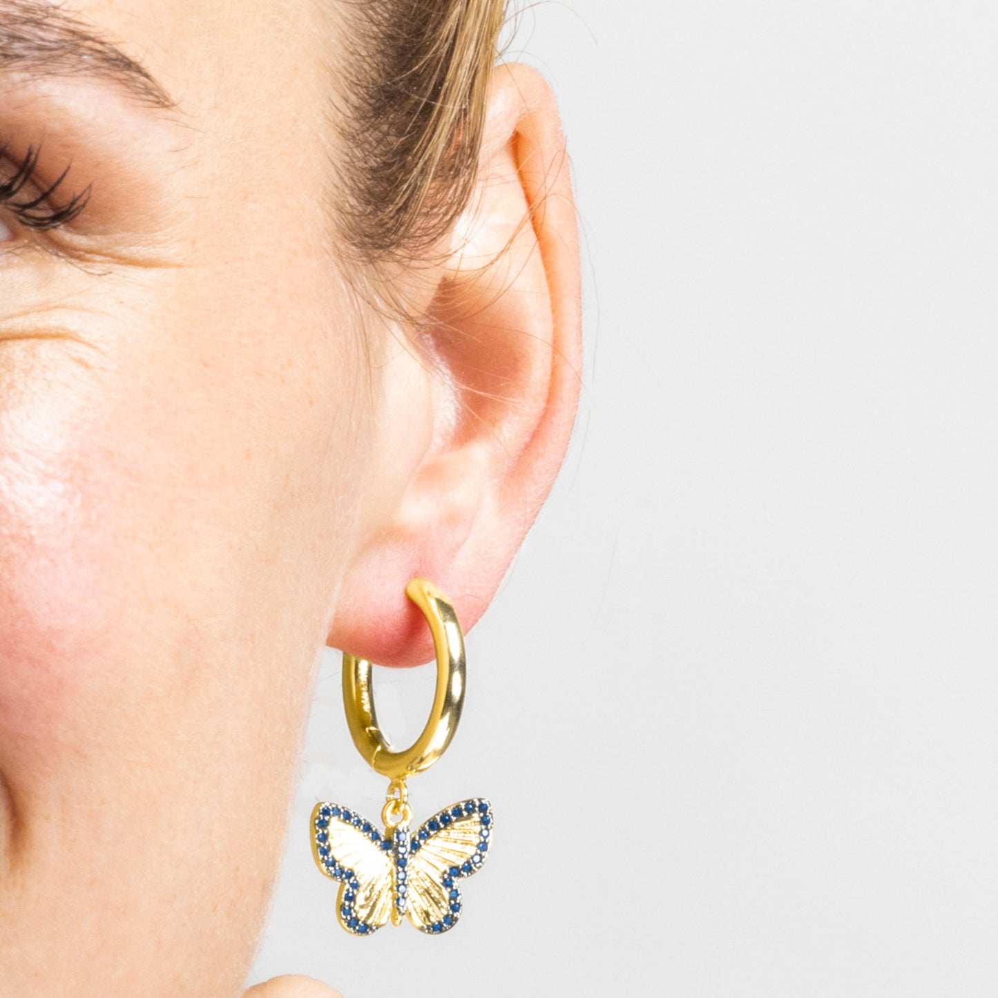Pendientes con Circonita Zafiro acabado oro 18k - Arru