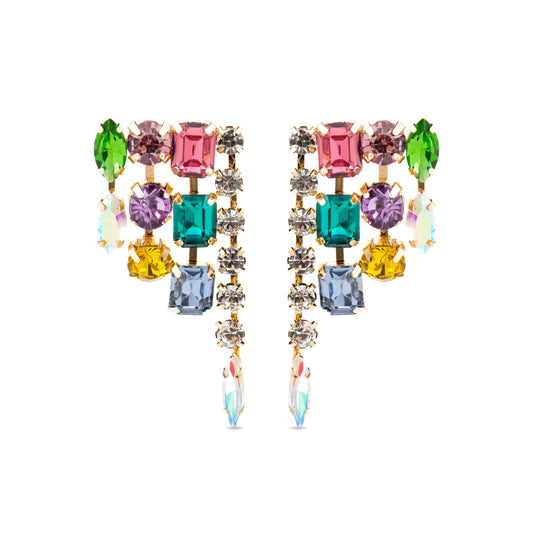 Pendientes con Cristal Multicolor acabado oro 18k - Shamwa