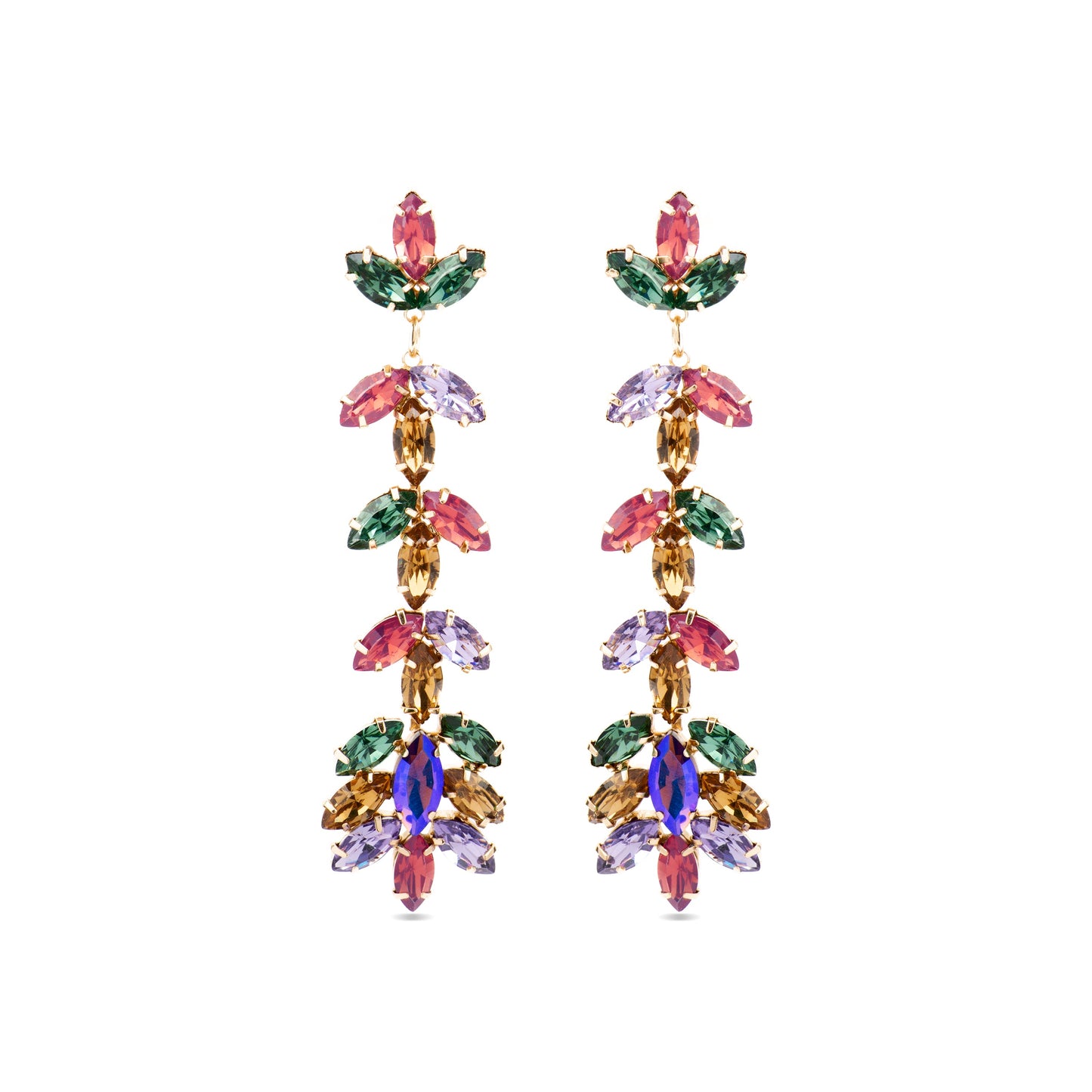 Pendientes con Cristal Multicolor acabado oro 18k - Durblai