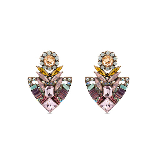 Pendientes con Cristal Multicolor acabado oro 18k - Aphuat