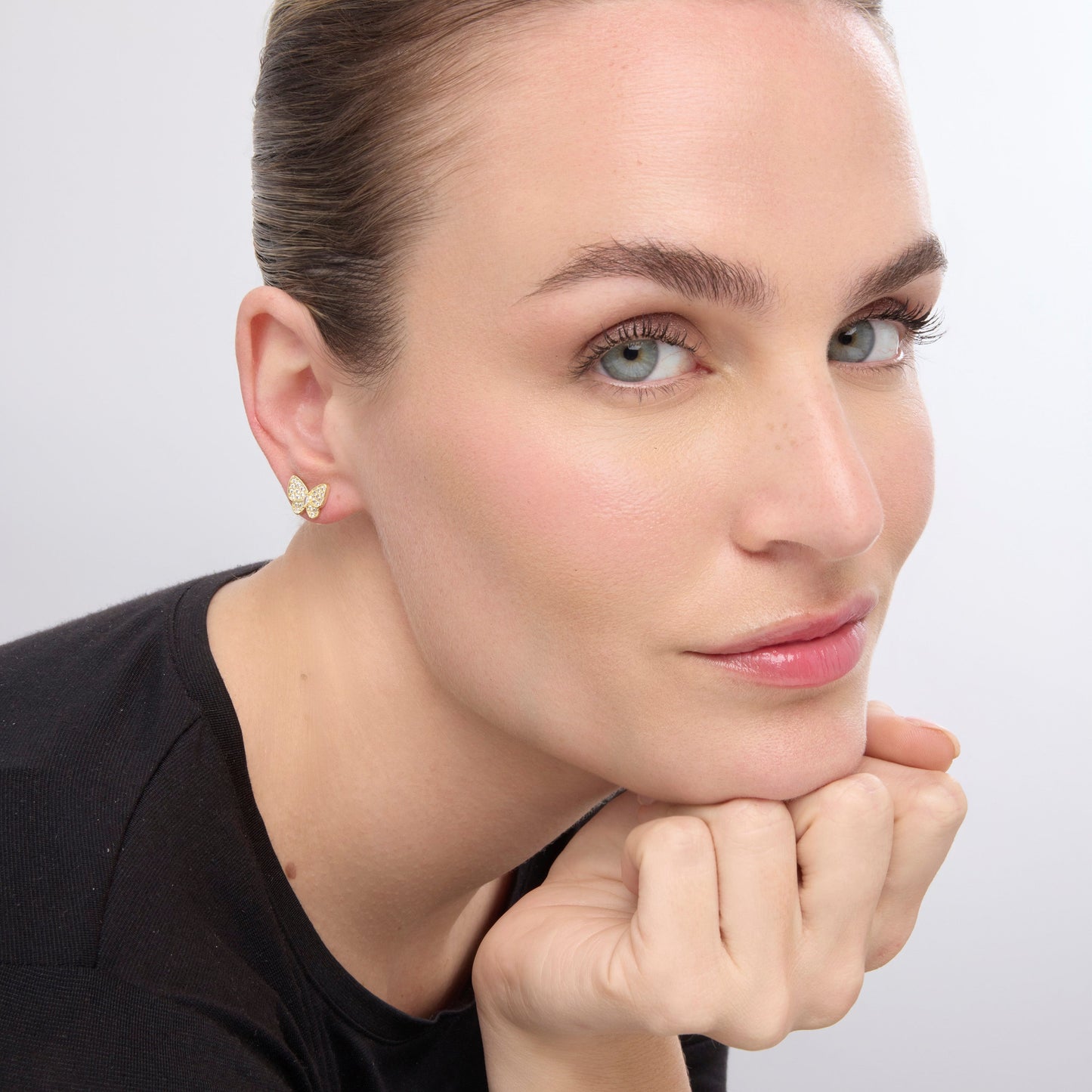 Pendientes acabado oro amarillo de 18k y Circonita Brillante - Vaxiuh