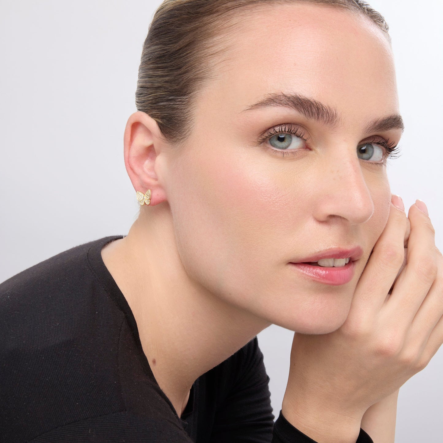 Pendientes acabado oro amarillo de 18k y Circonita Brillante - Vaxiuh