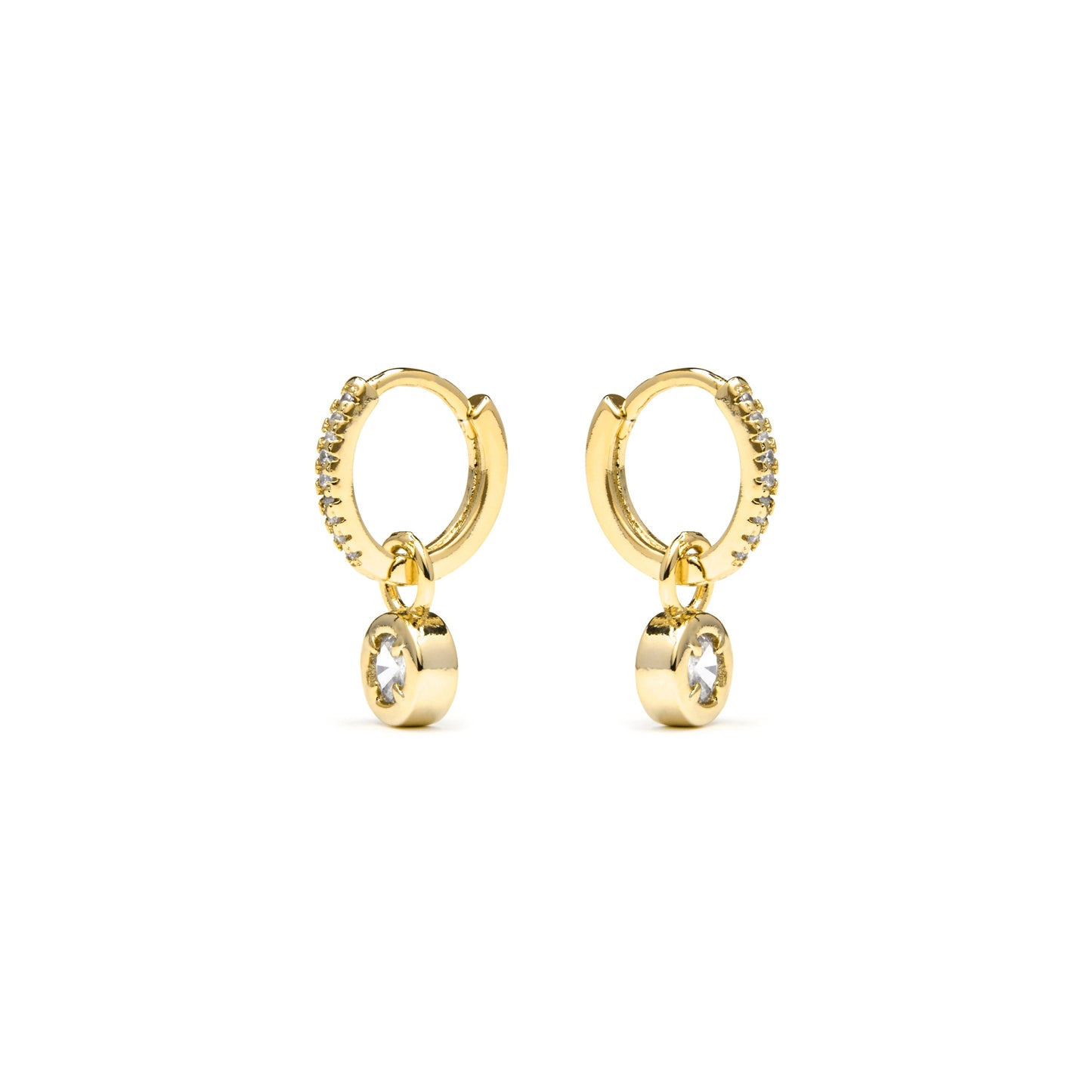Pendientes acabado oro amarillo de 18k y Circonita Brillante - Yacoss
