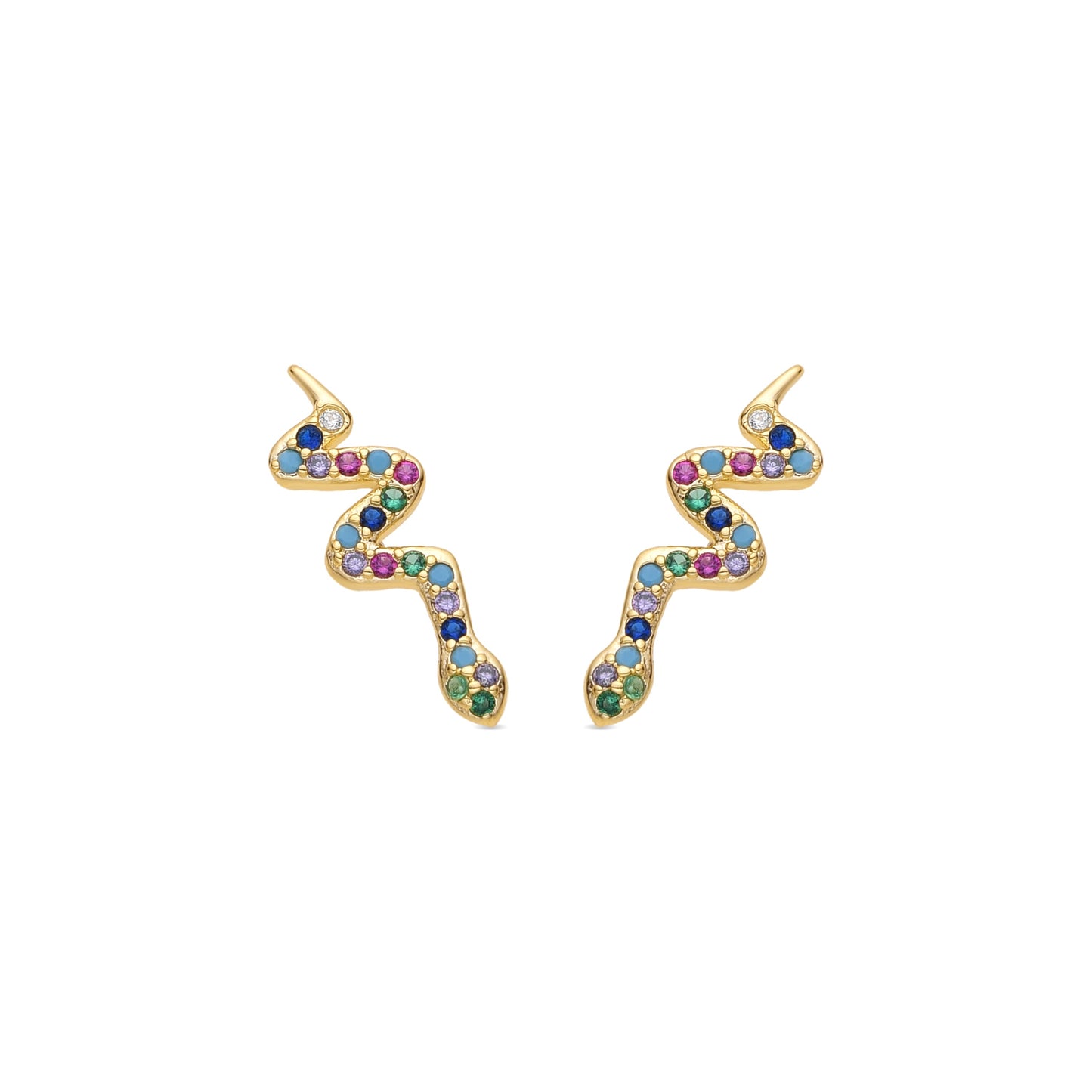 Pendientes acabado oro amarillo de 18k y Circonita Multicolor - Orksad