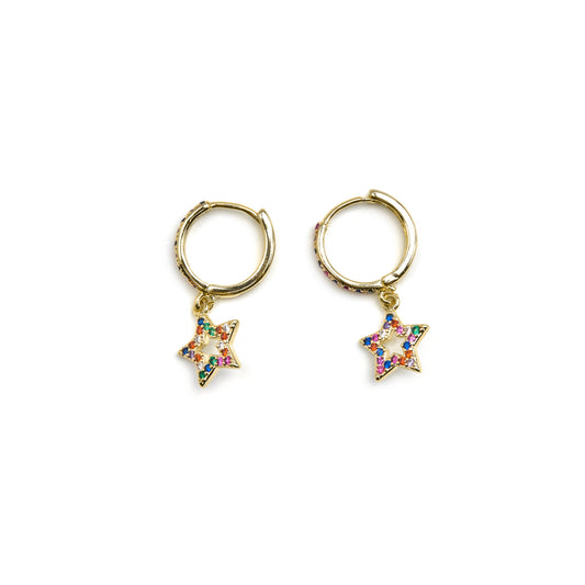 Pendientes con Circonita Multicolor acabado oro 18k - Fardie