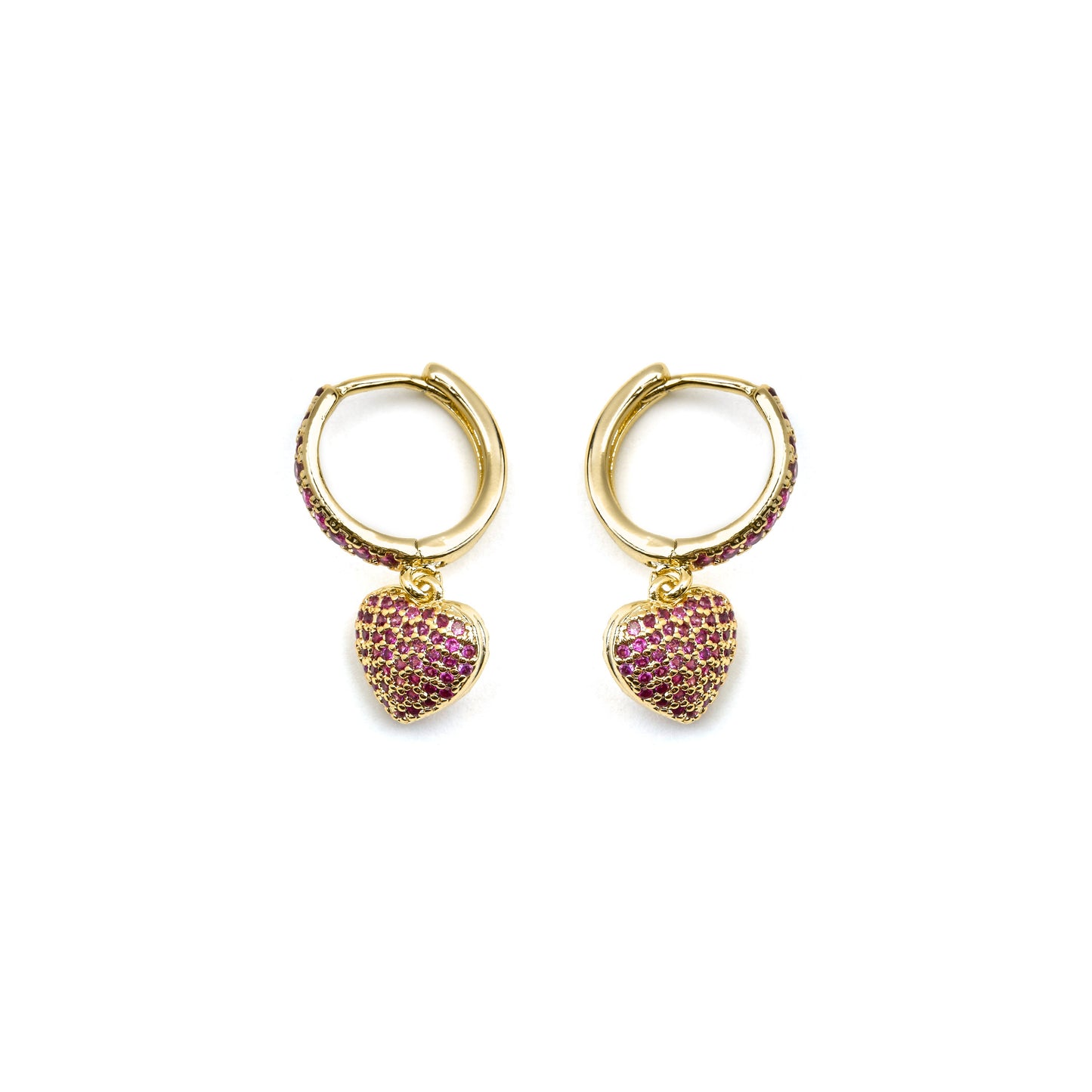 Pendientes con Circonita Rubí acabado oro 18k - Korisen
