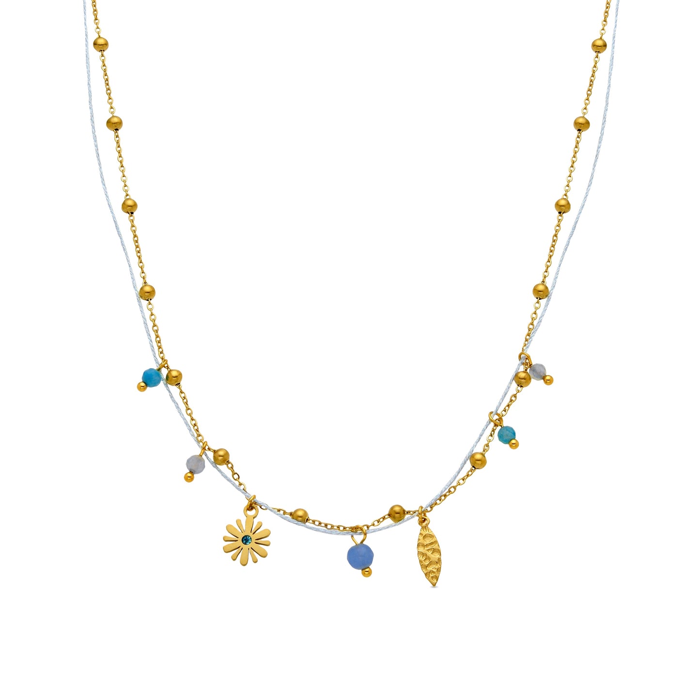 Collar con Cristal Azul acabado oro 18k - Thase