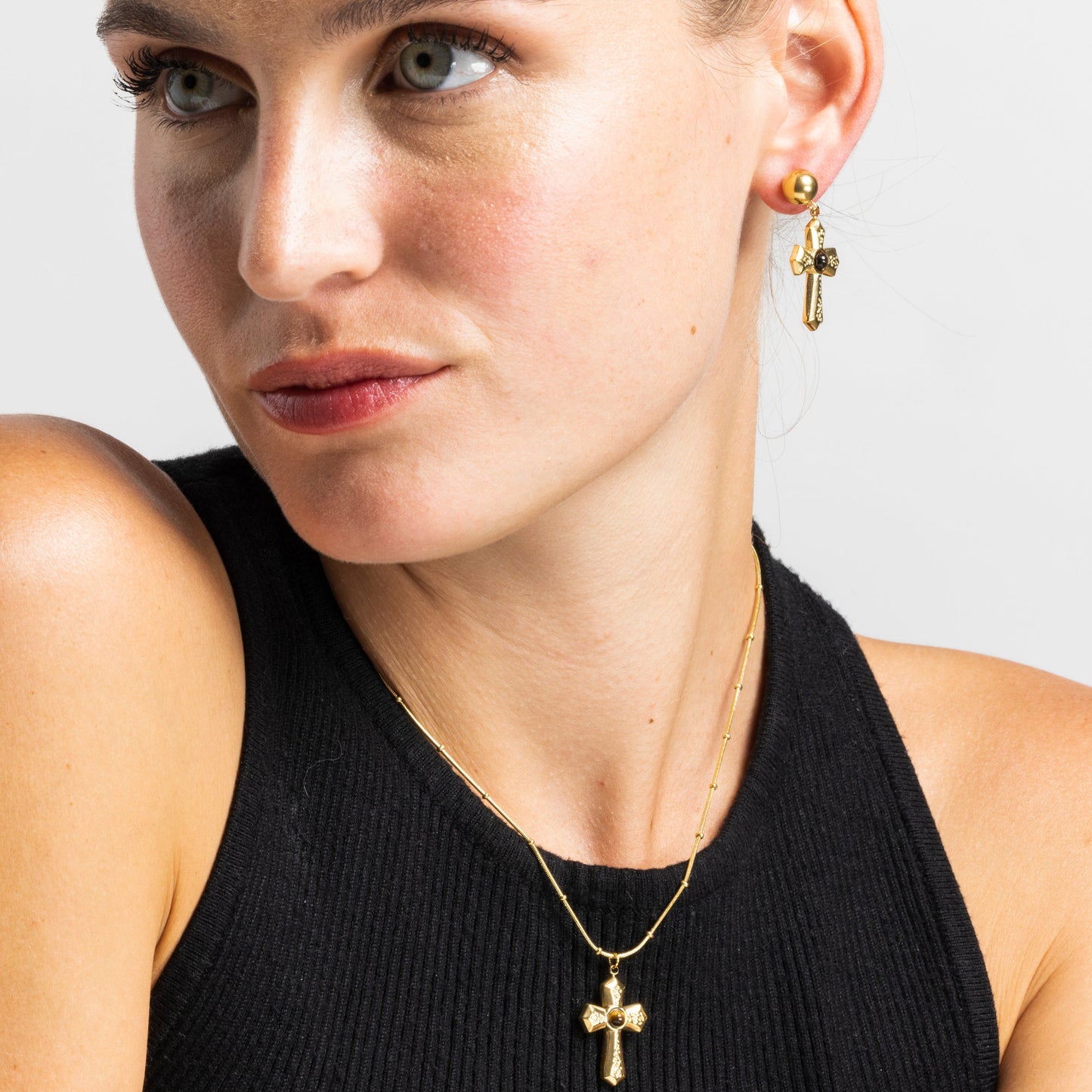 Collar con Ojo de Tigre acabado oro 18k - Anleh