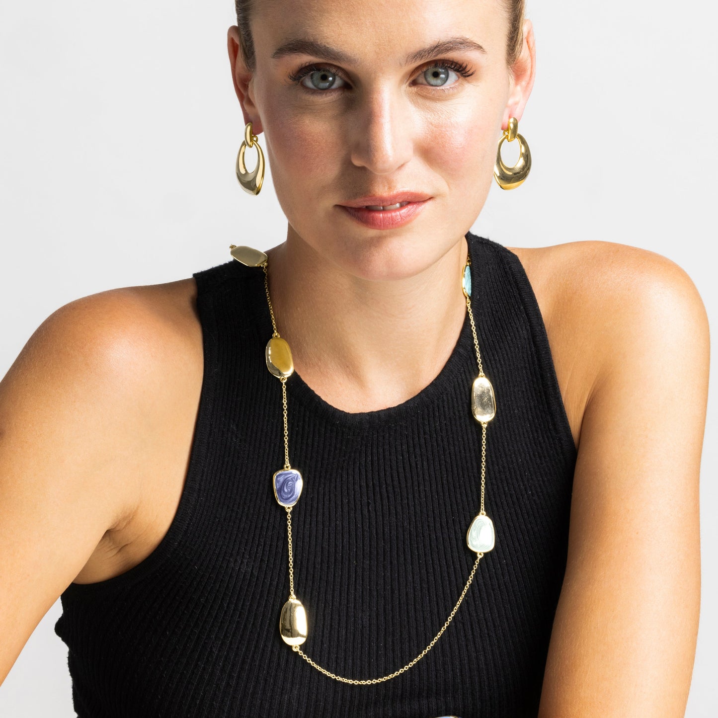 Collar con Lacado Azul acabado oro 18k - Talyu