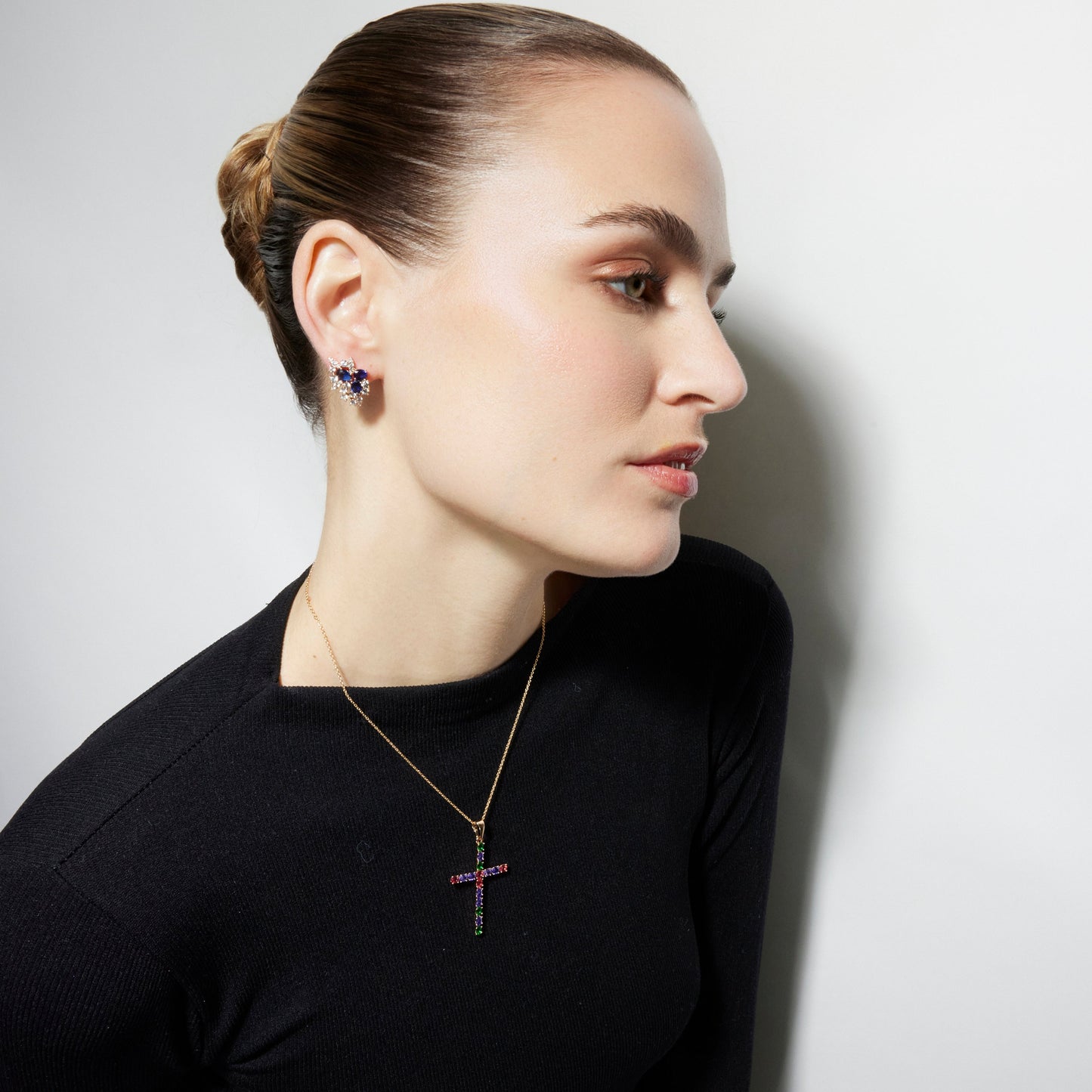 Collar con Circonita Multicolor acabado oro 18k - Serox