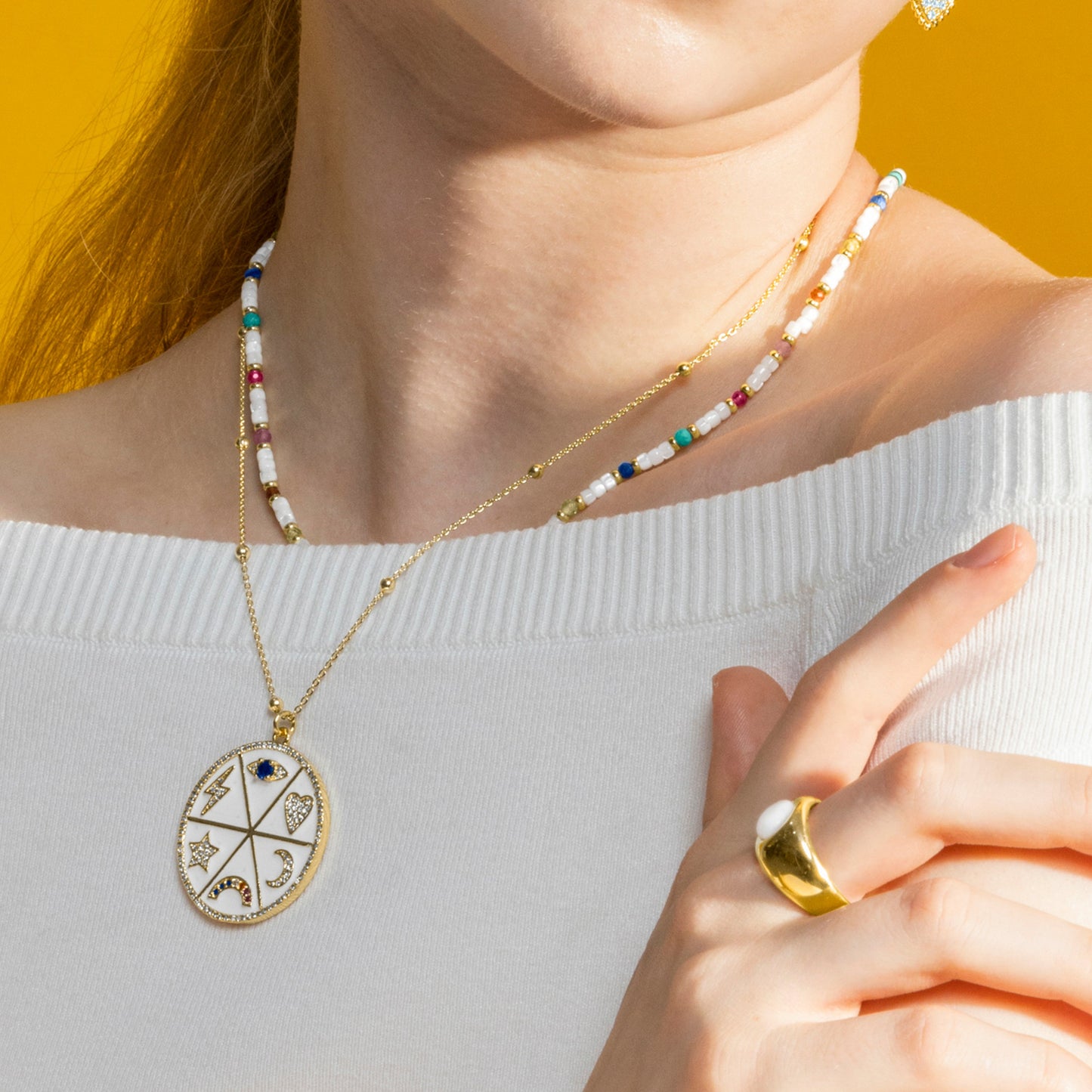 Collar con Madreperla Blanca acabado oro 18k - Xolau