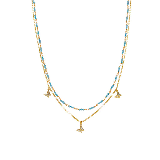 Collar con Cristal Azul acabado oro 18k - Zinli