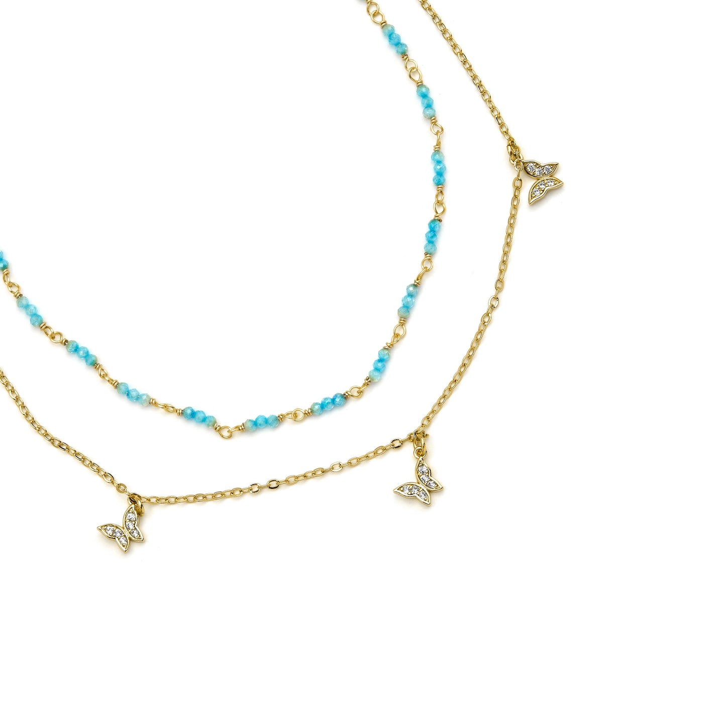 Collar con Cristal Azul acabado oro 18k - Zinli