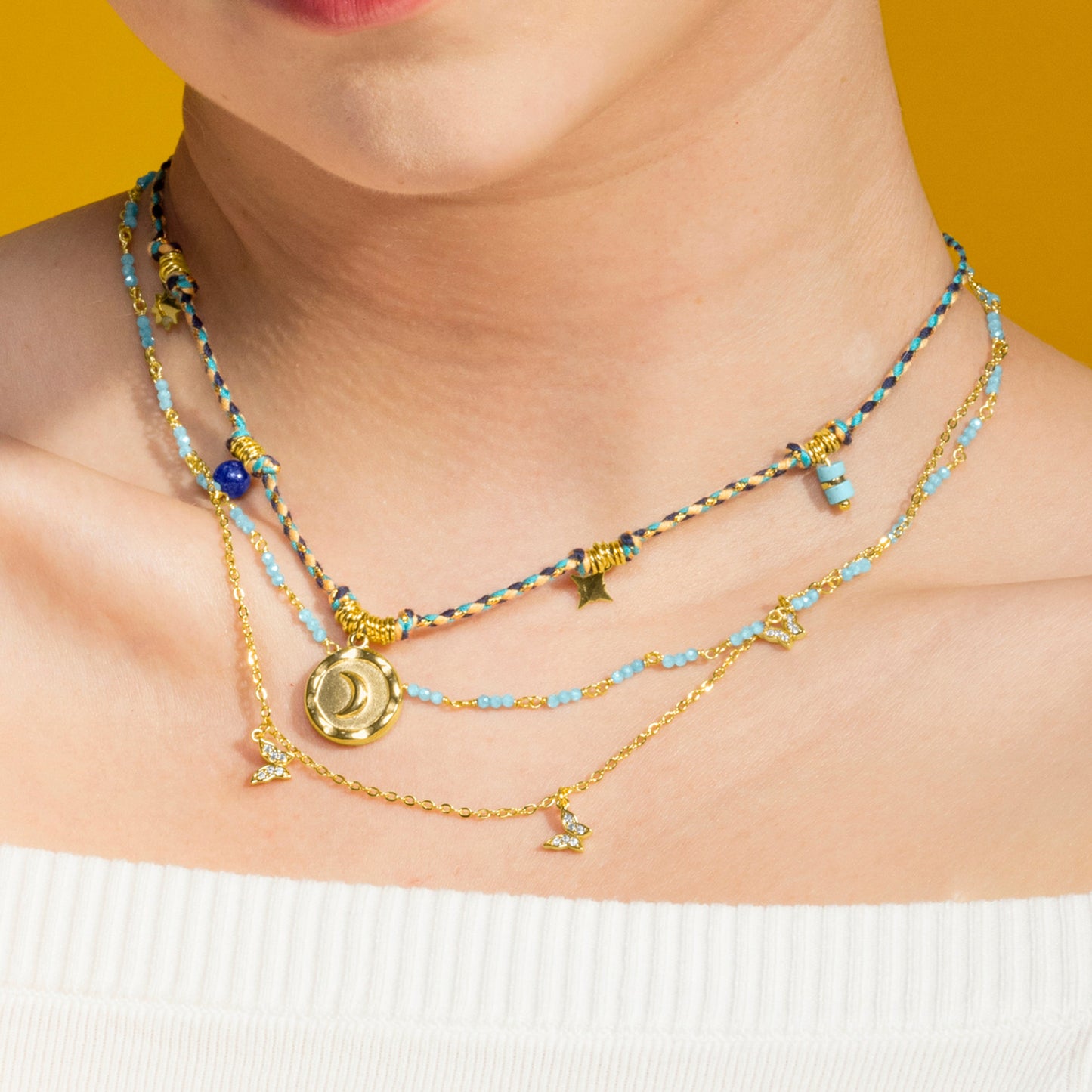 Collar con Cristal Azul acabado oro 18k - Zinli