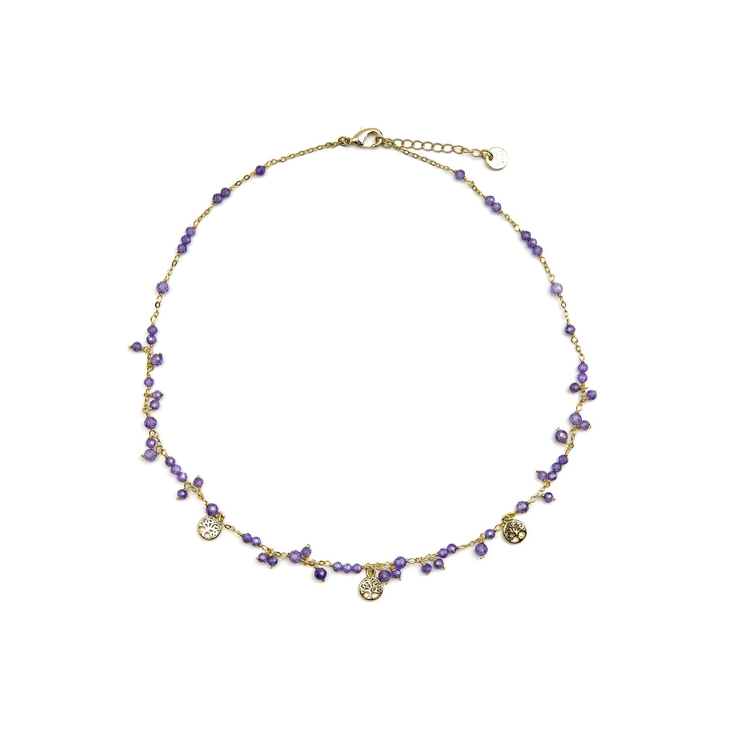 Collar con Cristal Morado acabado oro 18k - Totez