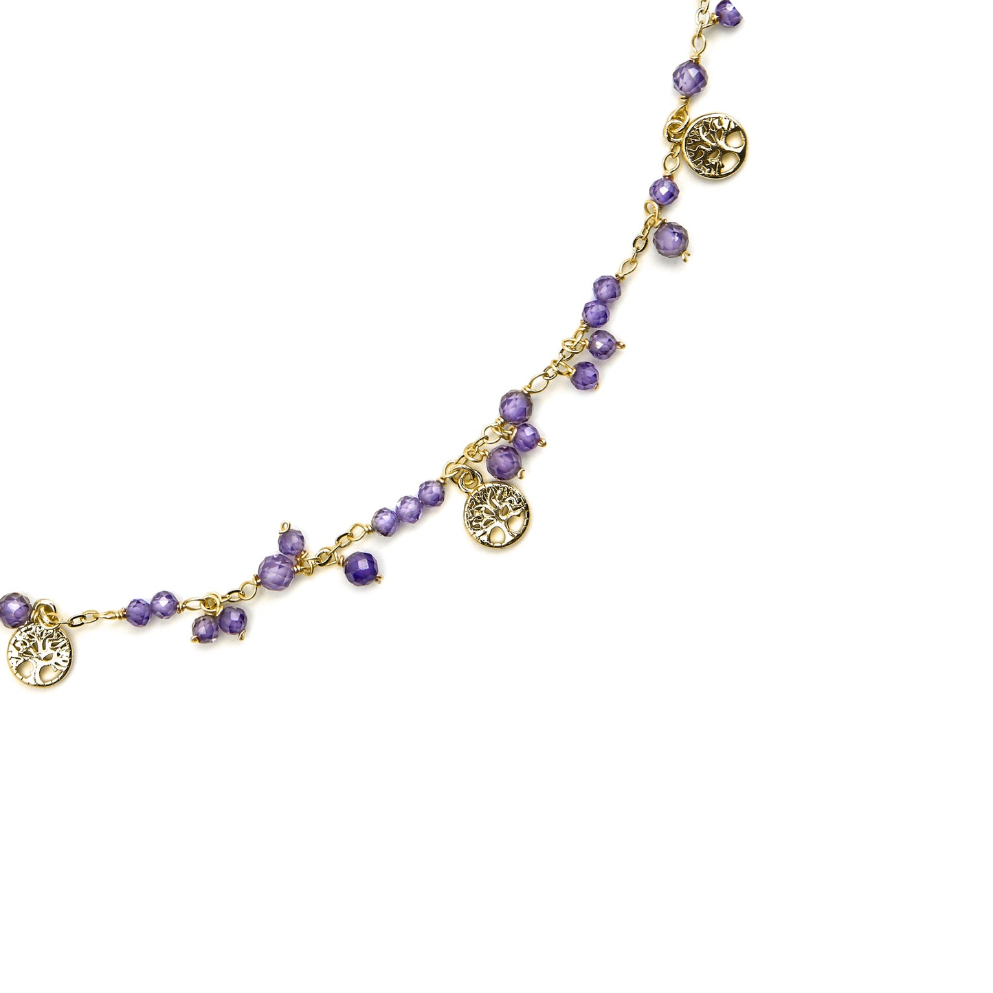 Collar con Cristal Morado acabado oro 18k - Totez