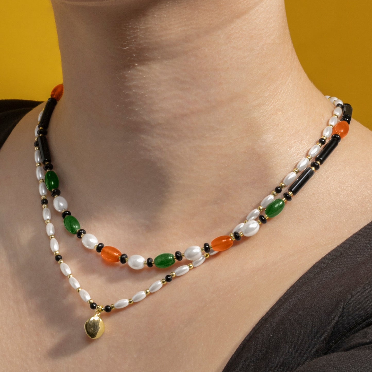 Collar con Perla Blanca acabado oro 18k - Zizi