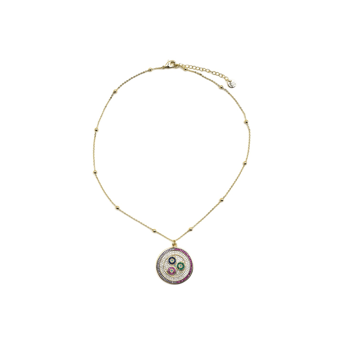 Collar con Circonita Multicolor acabado oro 18k - Purma