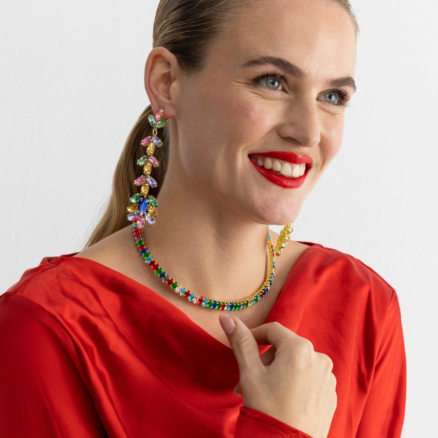 Collar con Cristal Multicolor acabado oro 18k - Nex