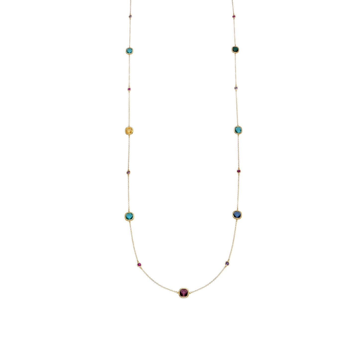 Collar con cuarzo hidrotermal multicolor acabado oro amarillo 18k-Docal