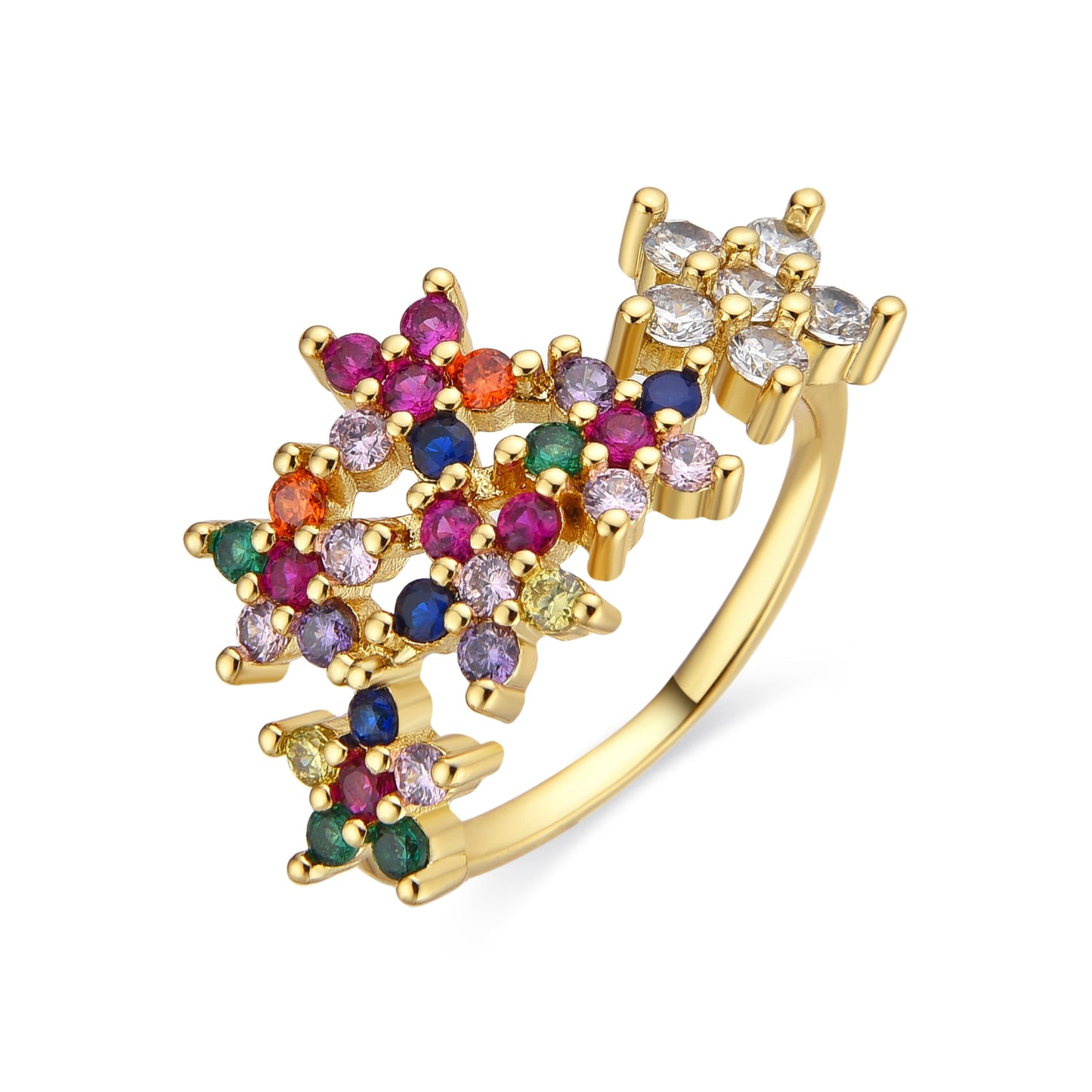 Anillo con Circonita Multicolor acabado oro 18k - Qianvi