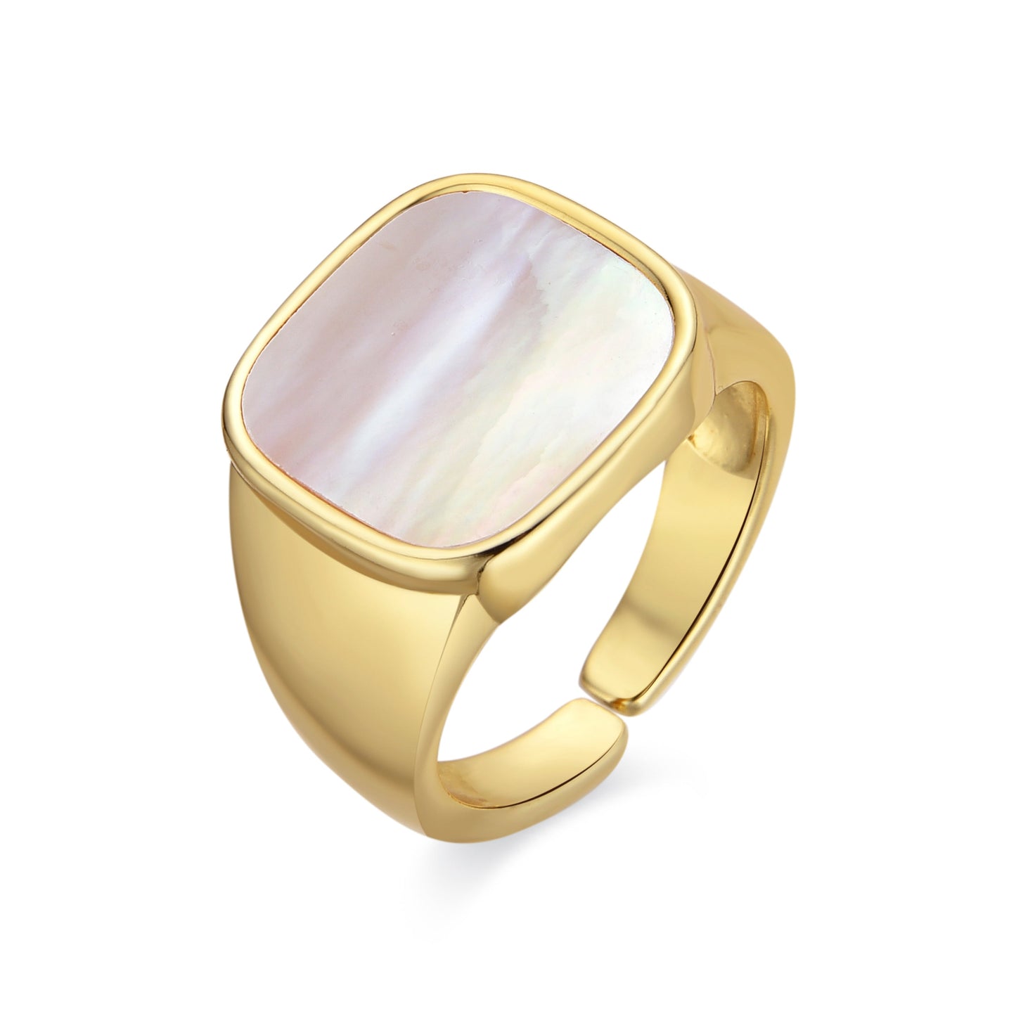 Anillo con Madreperla Blanca acabado oro 18k - Misau