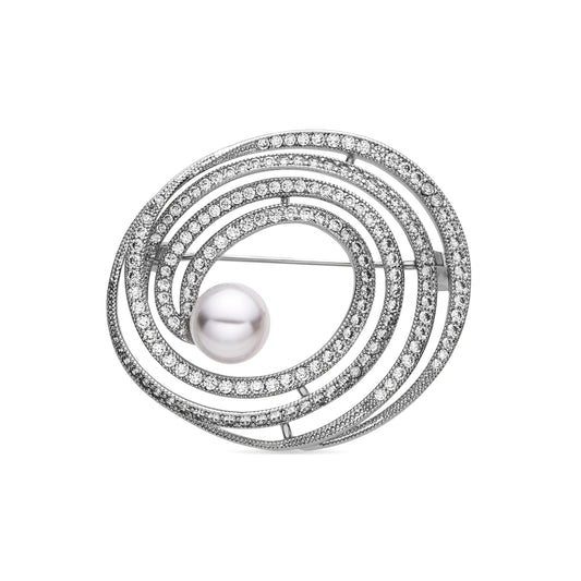 Broche con Circonita Brillante acabado plata - Telah