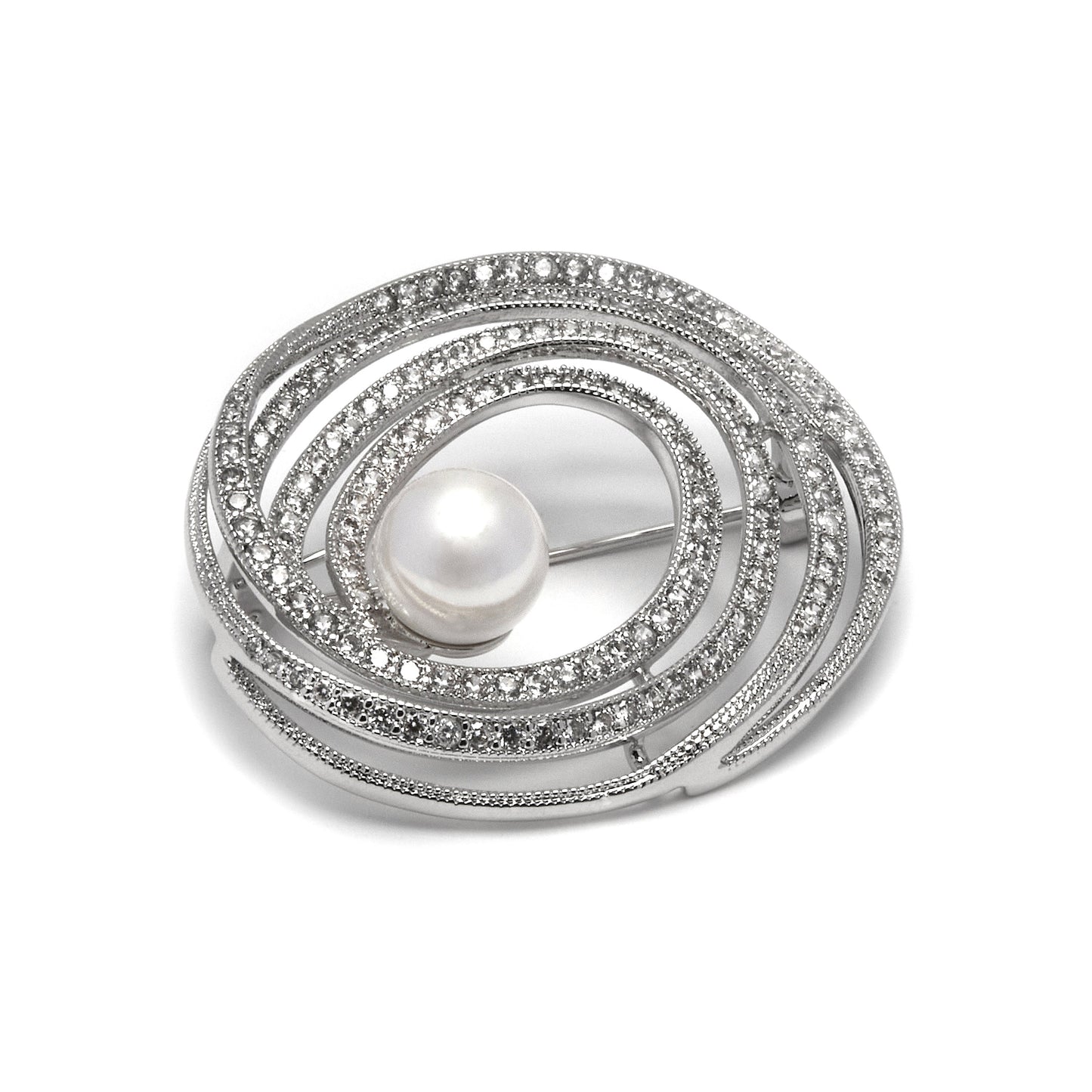 Broche con Circonita Brillante acabado plata - Telah