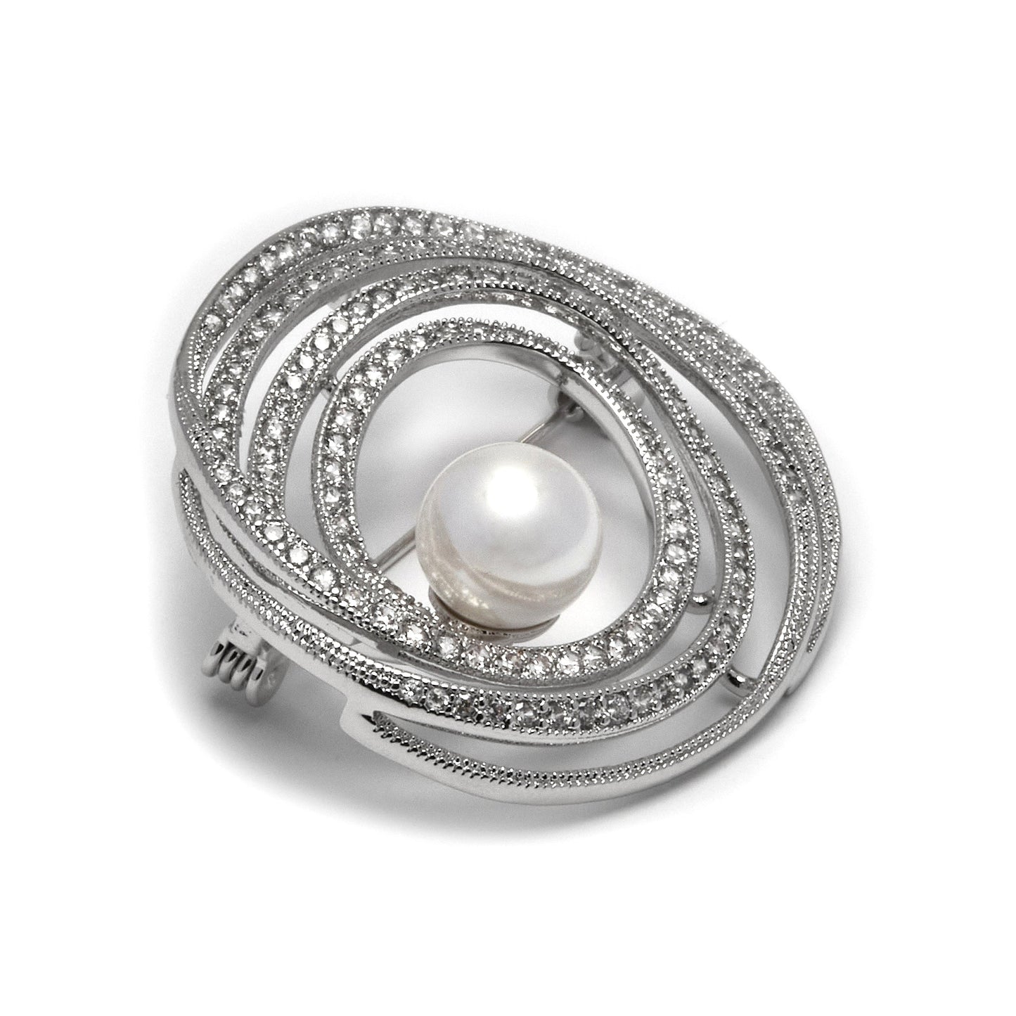 Broche con Circonita Brillante acabado plata - Telah