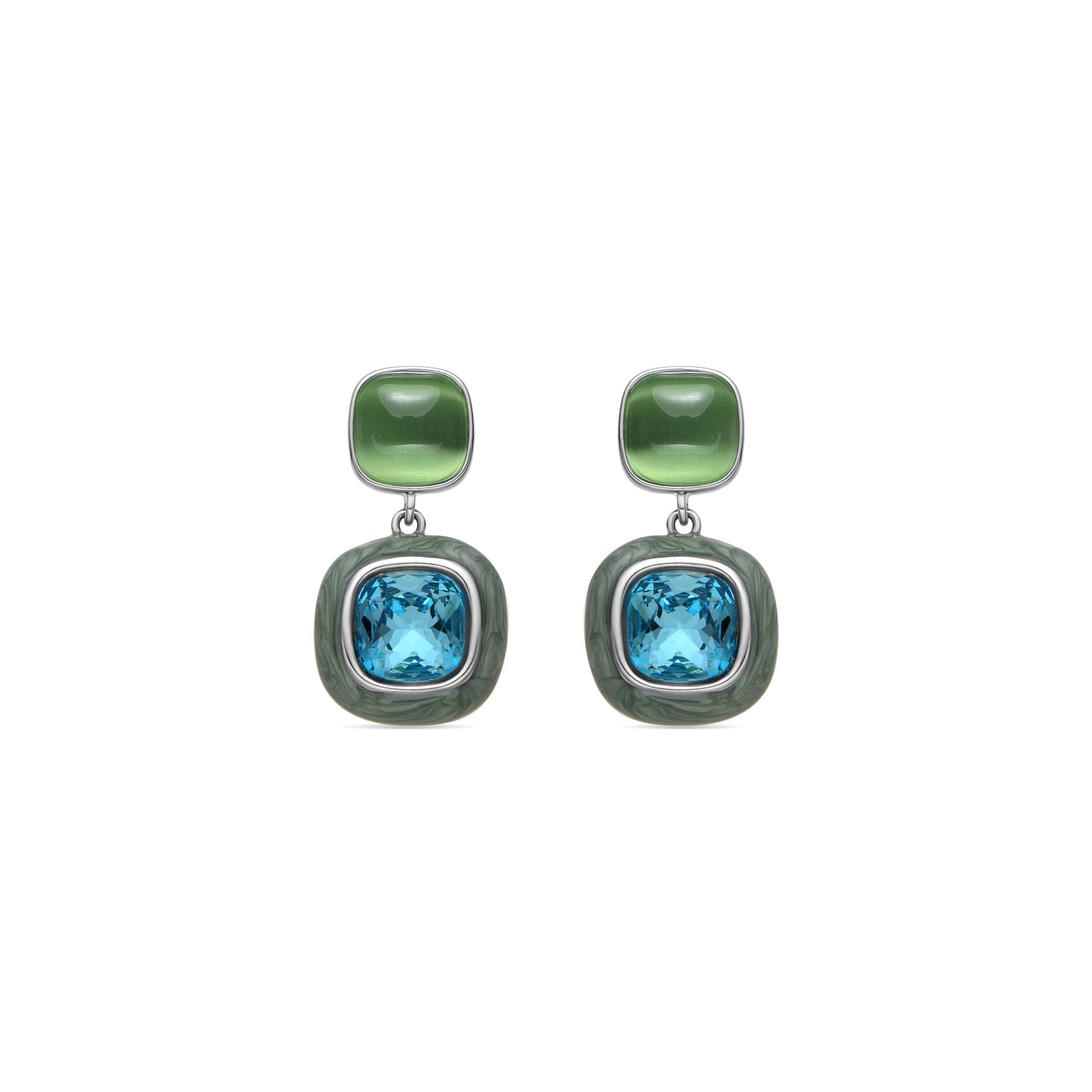 Pendientes con Cristal Azul acabado plata - Xumas