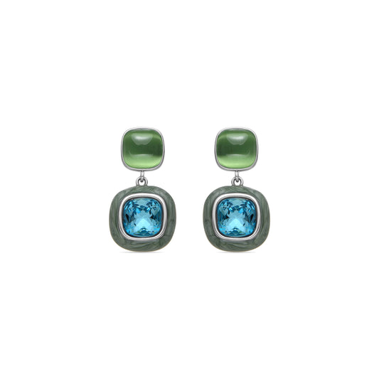 Pendientes con Cristal Azul acabado plata - Xumas