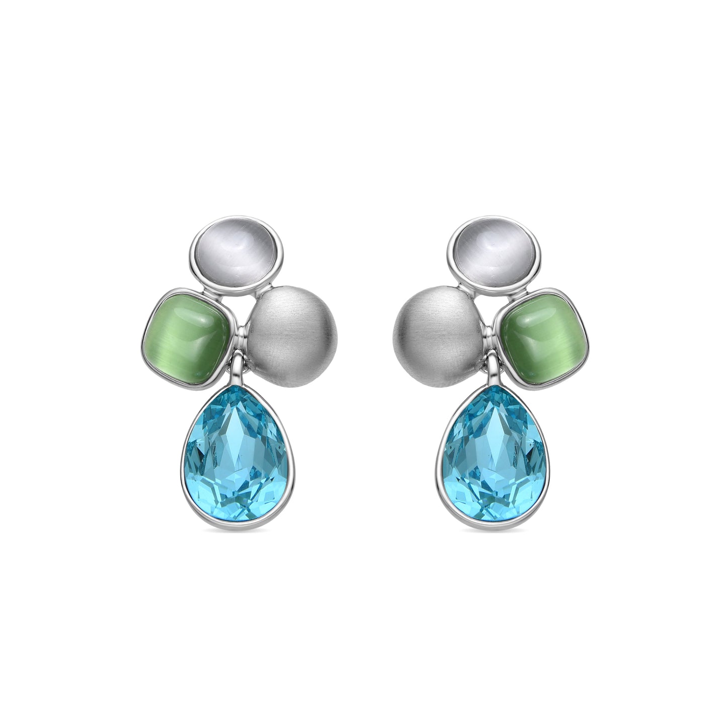Pendientes con Cristal Azul acabado plata - Vargae