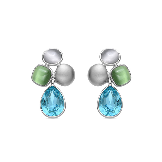 Pendientes con Cristal Azul acabado plata - Vargae