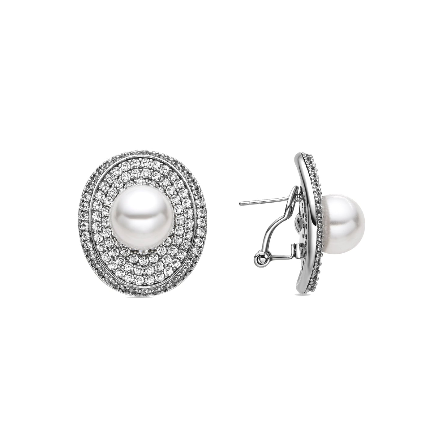 Pendientes con Perla Blanca acabado plata - Noros