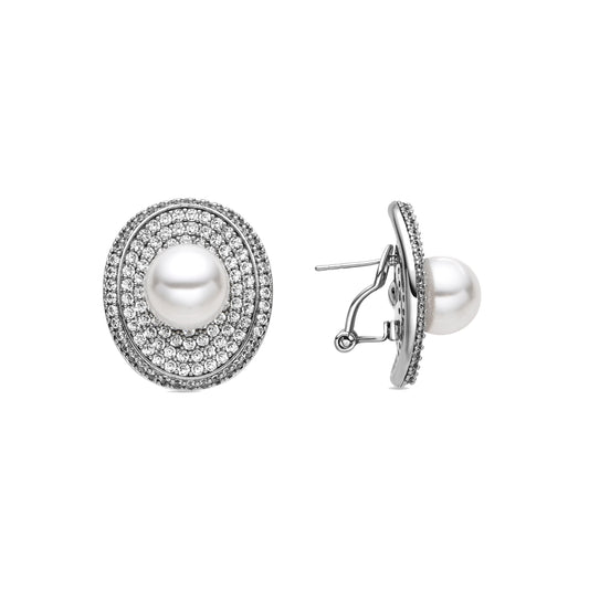 Pendientes con Perla Blanca acabado plata - Noros