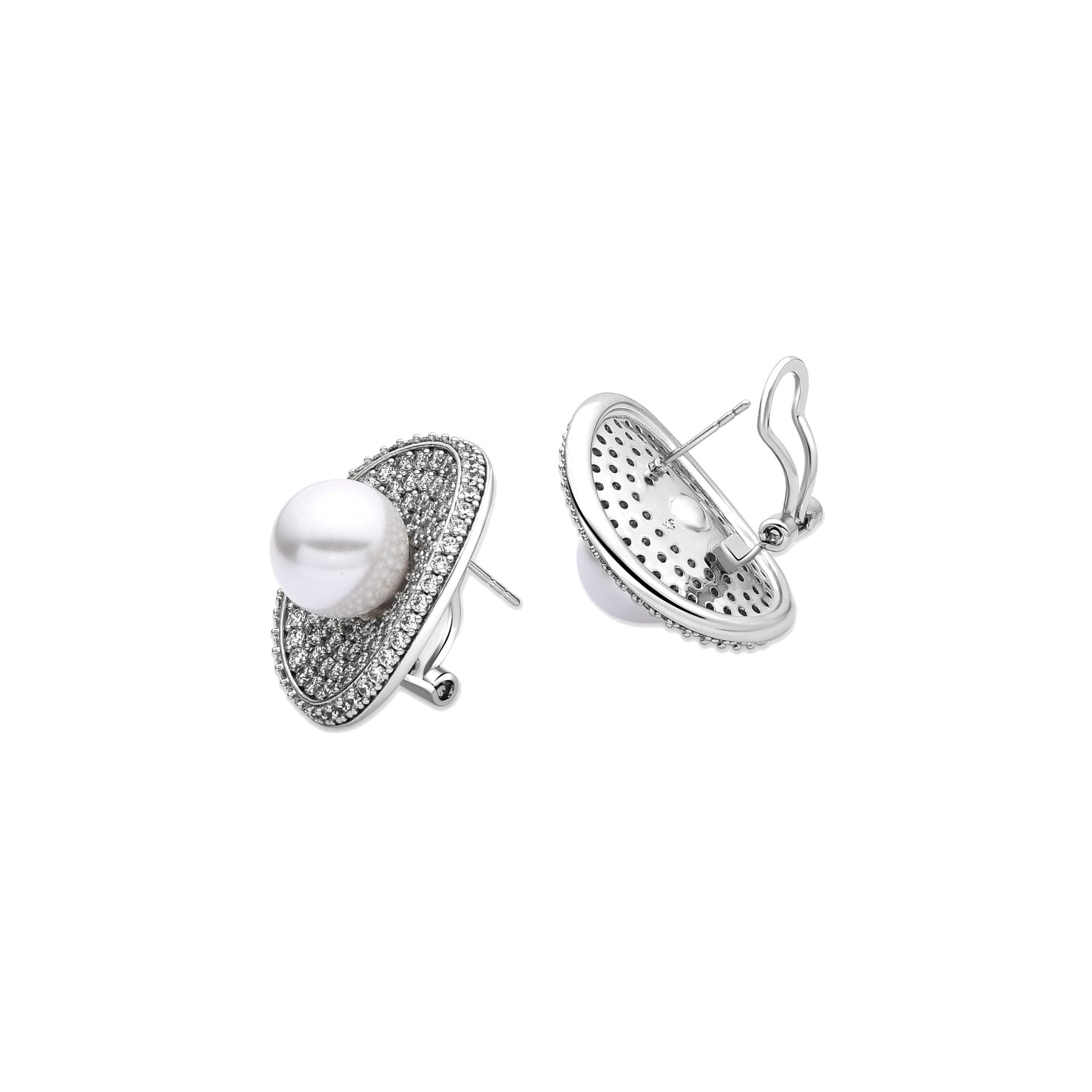 Pendientes con Perla Blanca acabado plata - Noros