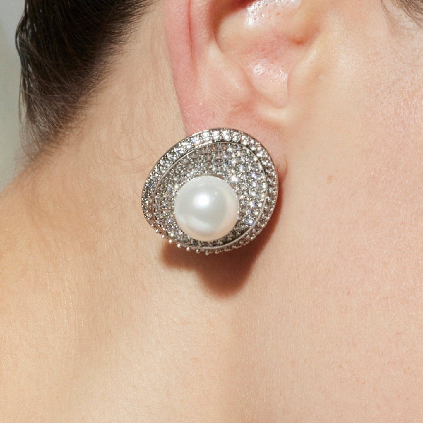 Pendientes con Perla Blanca acabado plata - Noros