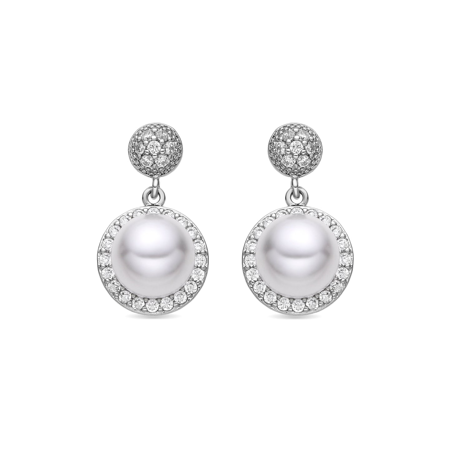 Pendientes con Perla Blanca acabado plata - Saali
