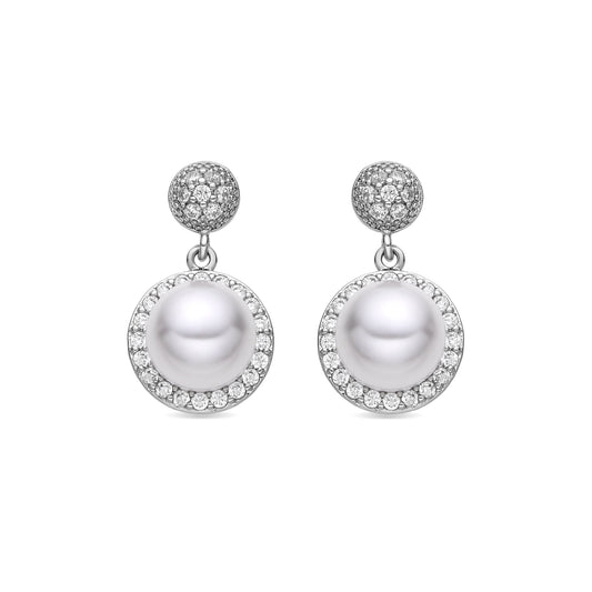 Pendientes con Perla Blanca acabado plata - Saali