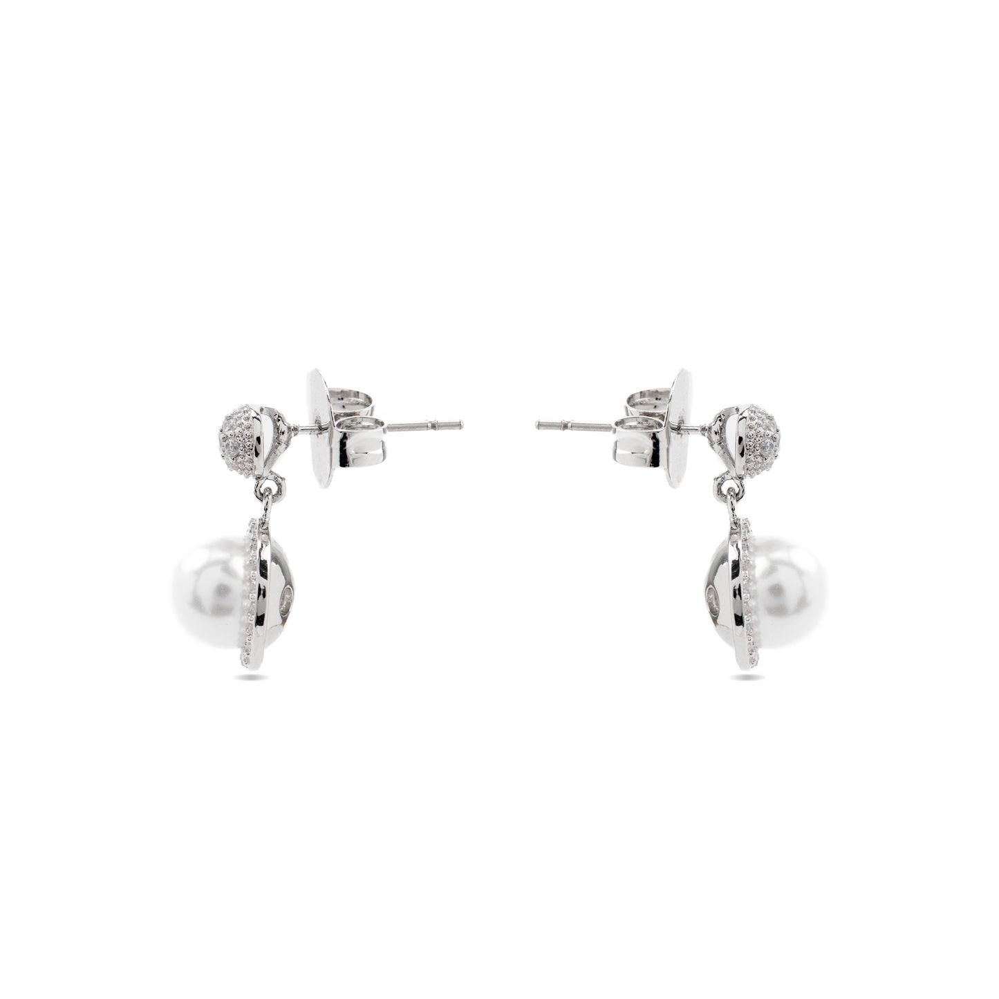 Pendientes con Perla Blanca acabado plata - Saali