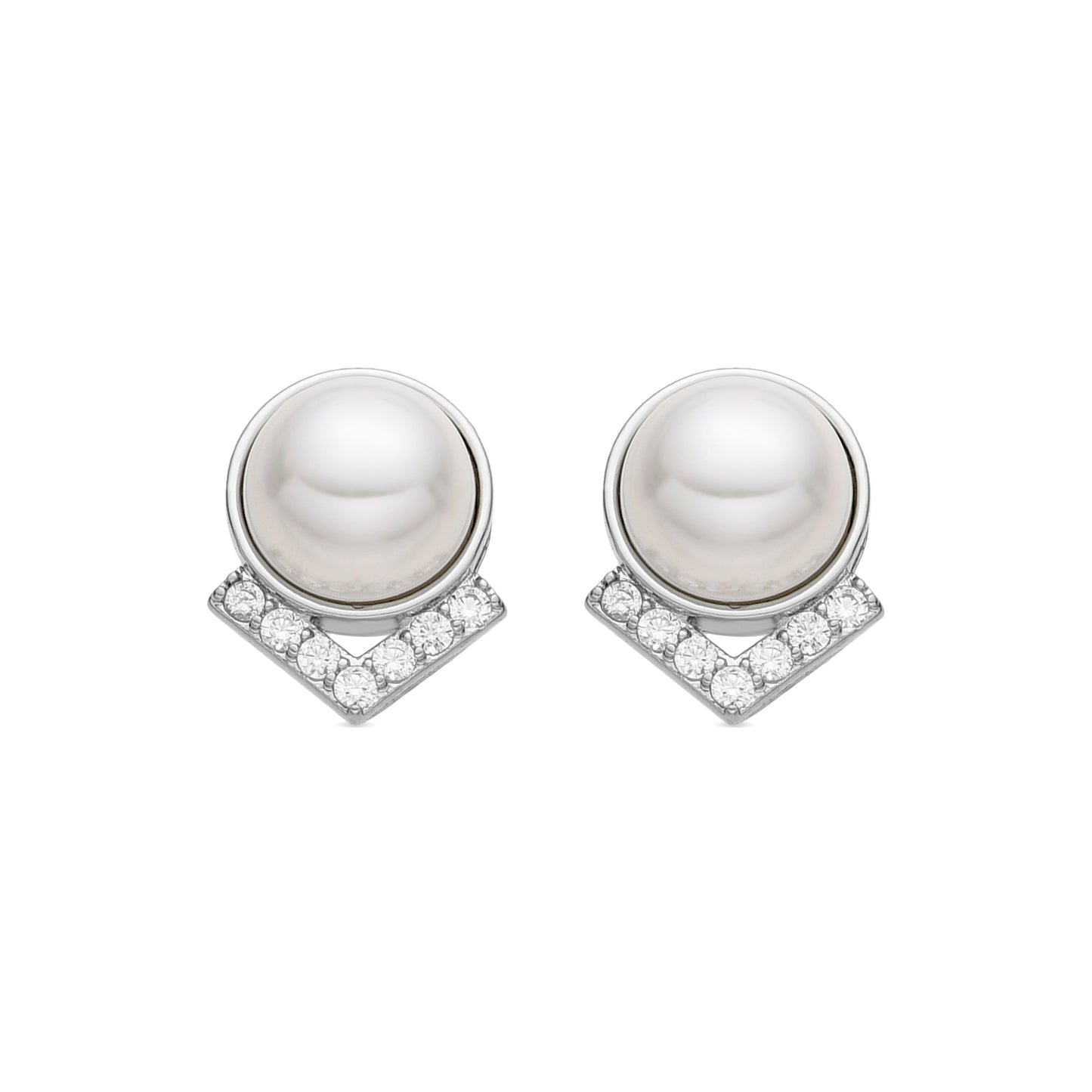 Pendientes con Perla Blanca acabado plata - Erel