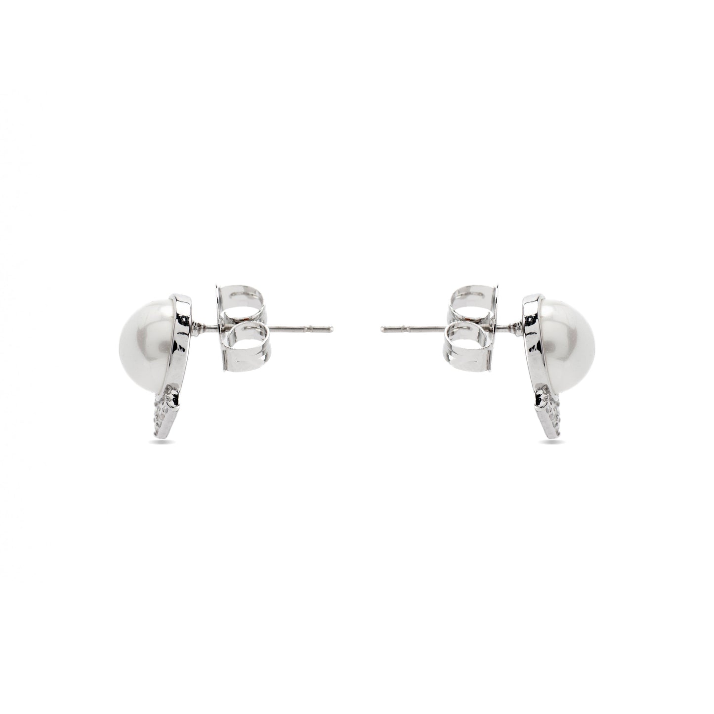 Pendientes con Perla Blanca acabado plata - Erel