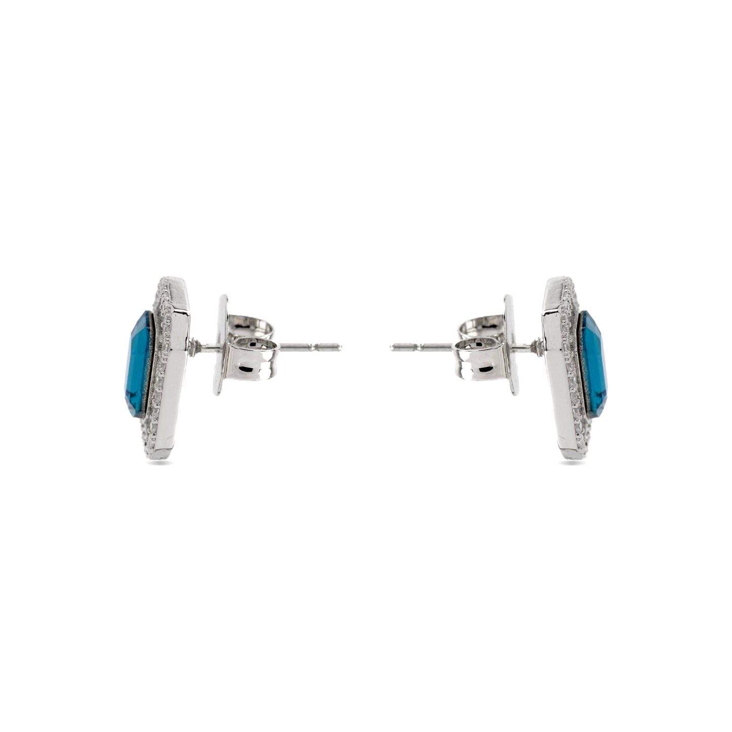 Pendientes con Circonita Topacio Azul acabado plata - Surin