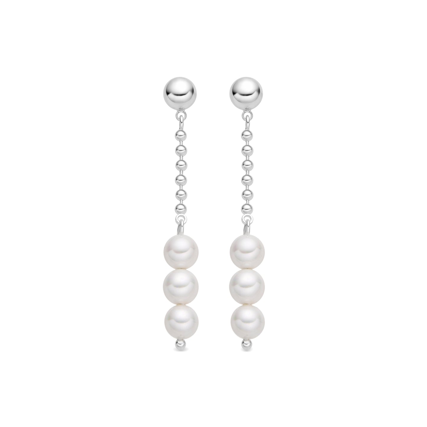Pendientes con Perla Blanca acabado plata - Galdin