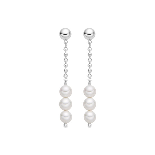 Pendientes con Perla Blanca acabado plata - Galdin