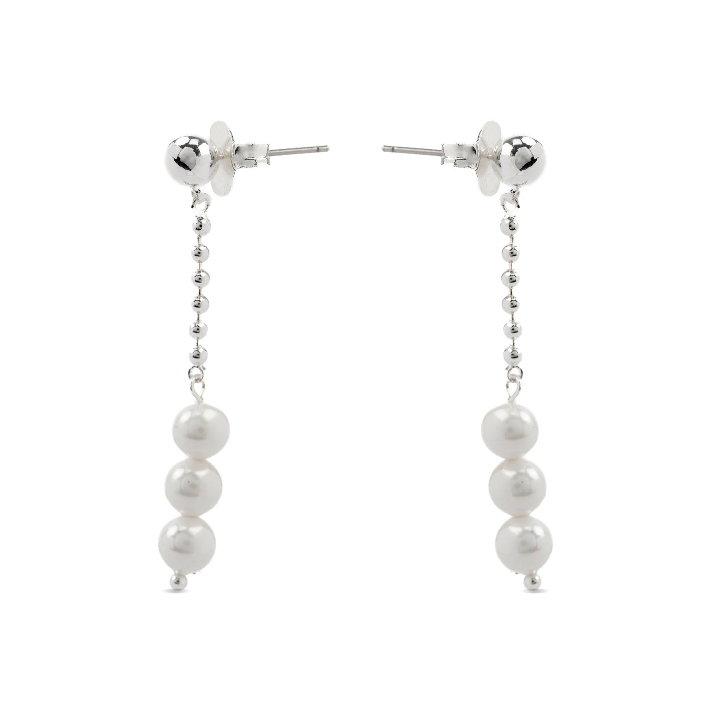 Pendientes con Perla Blanca acabado plata - Galdin