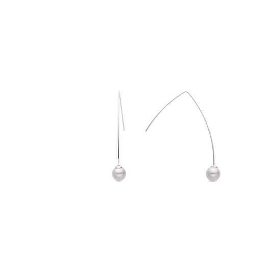 Pendientes con Perla Blanca acabado plata - Gesis