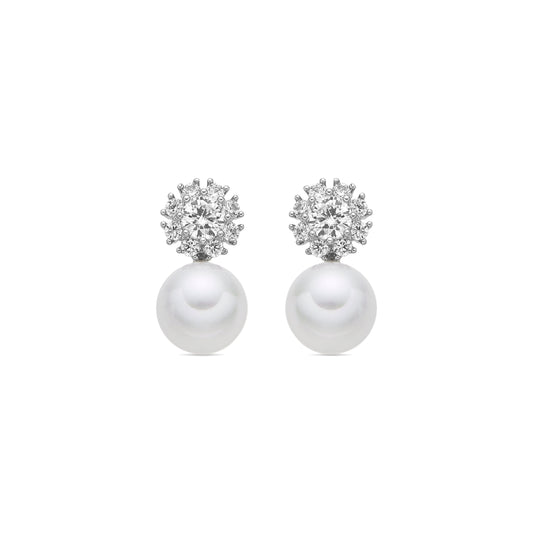 Pendientes acabado plata y Perla Blanca - Zioka